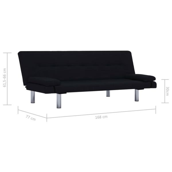 Schlafsofa mit zwei Kissen Schwarz Polyester