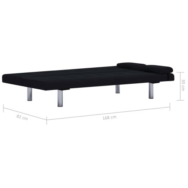 Schlafsofa mit zwei Kissen Schwarz Polyester