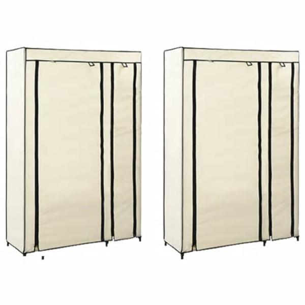 Faltschränke 2 Stk. Creme 110x45x175 cm Stoff