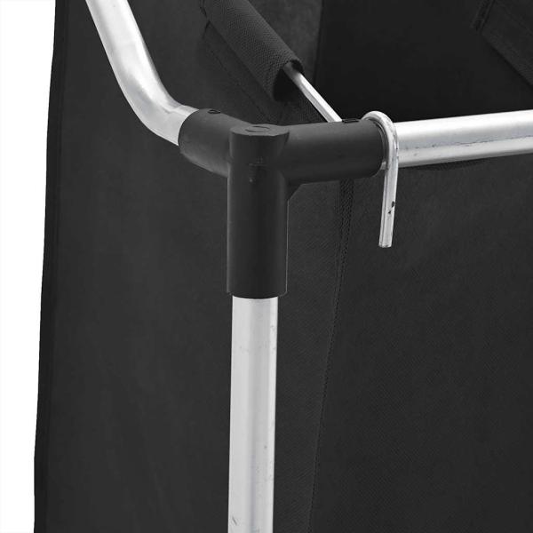 Wäschekorb mit 3 Taschen Schwarz Stahl 