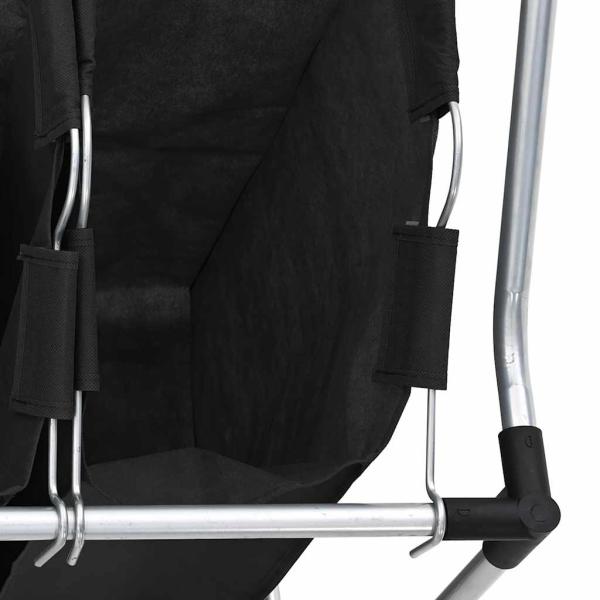 Wäschekorb mit 3 Taschen Schwarz Stahl 