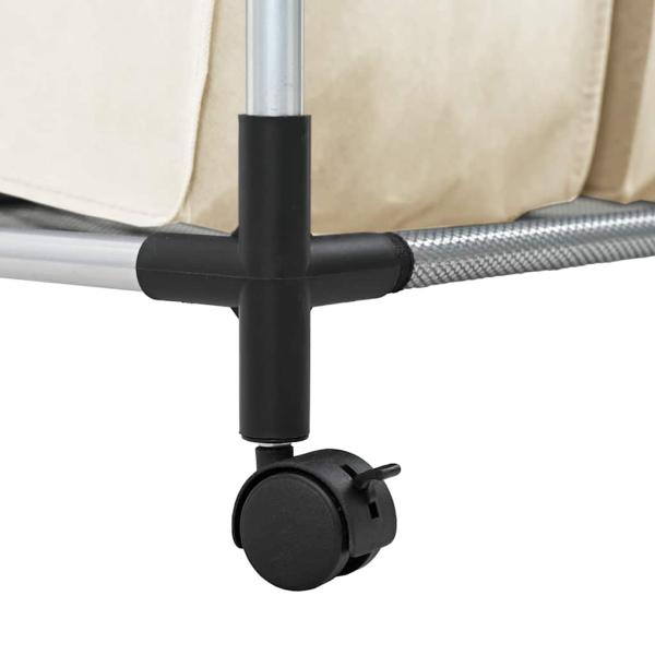 Wäschekorb mit 4 Taschen Creme Stahl 