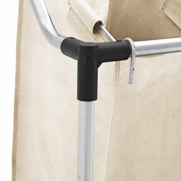 Wäschekorb mit 4 Taschen Creme Stahl 