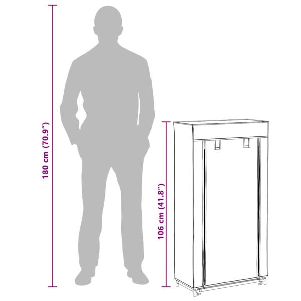 Schuhschrank mit Abdeckung Grau 58 x 28 x 106 cm Stoff