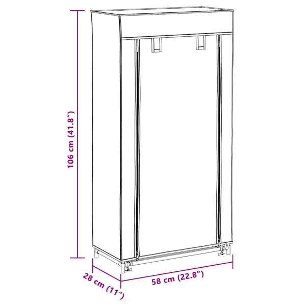 Schuhschrank mit Abdeckung Grau 58 x 28 x 106 cm Stoff