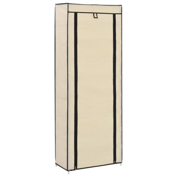 Schuhschrank mit Abdeckung Cremeweiß 57 x 29 x 162 cm Stoff   