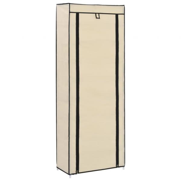 Schuhschrank mit Abdeckung Cremeweiß 57 x 29 x 162 cm Stoff   