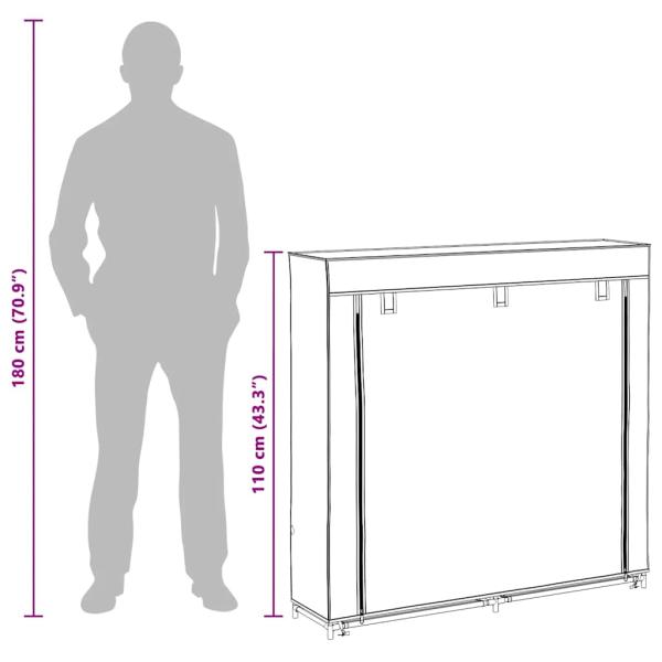 Schuhschrank mit Abdeckung Grau 115 x 28 x 110 cm Stoff
