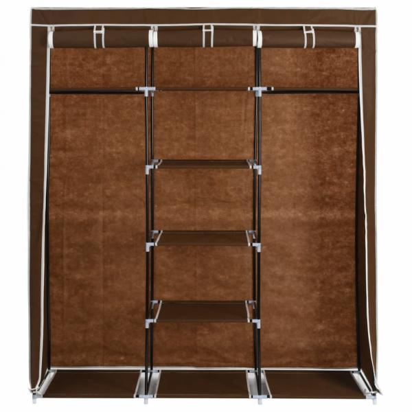 Kleiderschrank mit Fächern und Stangen Braun 150x45x175cm Stoff