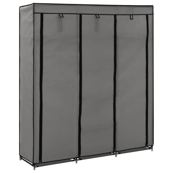 ARDEBO.de - Kleiderschrank mit Fächern und Stangen Grau 150x45x175cm Stoff