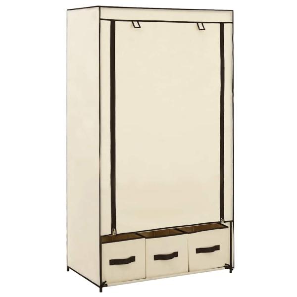 Kleiderschrank Creme 87 x 49 x 159 cm Stoff