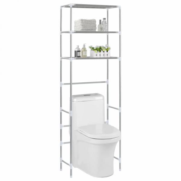 ARDEBO.de - Toilettenregal 3 Ablagen Silbern 53x28x169 cm