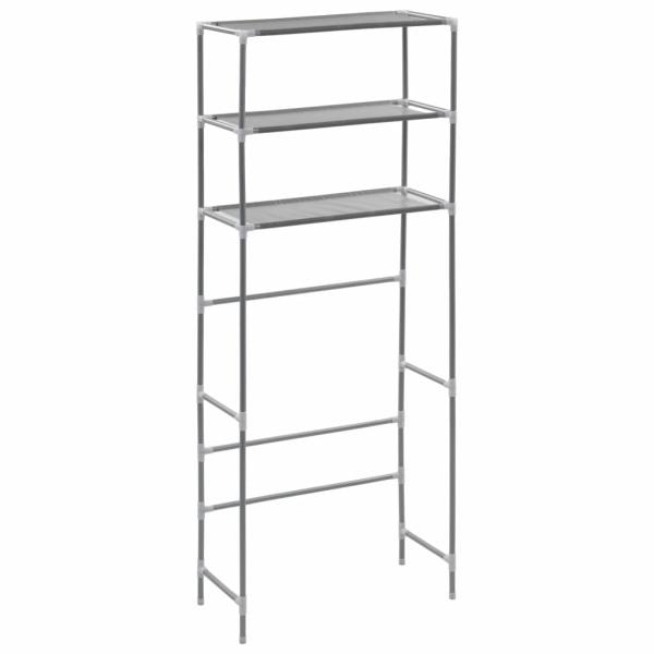 Waschmaschinenregal 3 Ablagen Silbern 69x28x169 cm