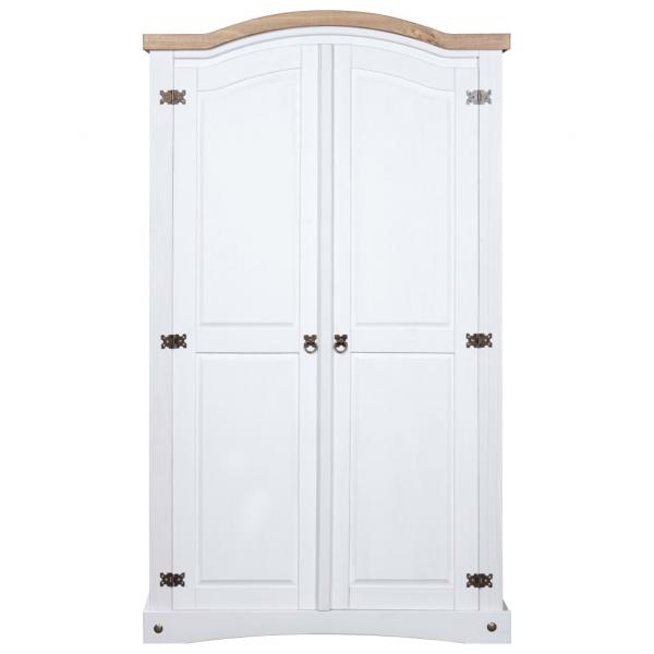 Kleiderschrank Mexiko-Stil Kiefernholz 2 Türen Weiß