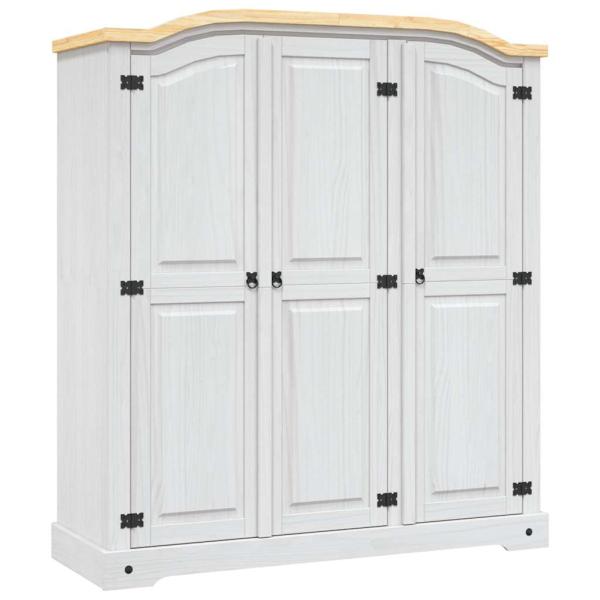 Kleiderschrank Mexiko-Stil Kiefernholz 3 Türen Weiß