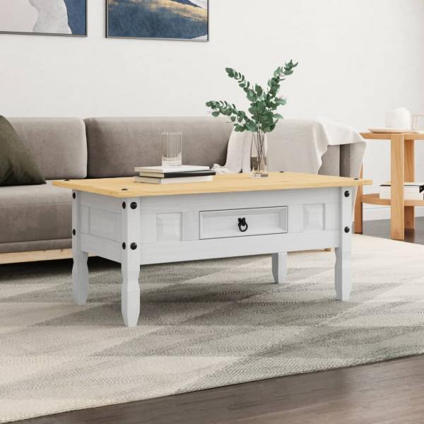 ARDEBO.de - Couchtisch Mexiko-Stil Kiefernholz Weiß 100x55x44 cm