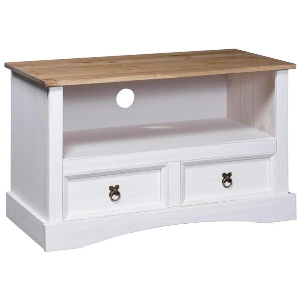 ARDEBO.de - TV-Schrank Mexiko-Stil Kiefernholz Weiß 91x43x56 cm