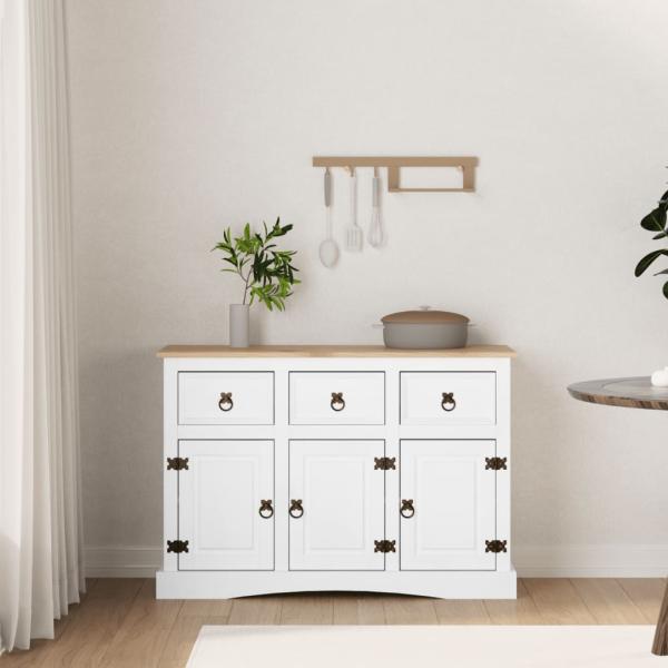 ARDEBO.de - Sideboard Mexiko-Stil Kiefernholz Weiß 132x43x78 cm