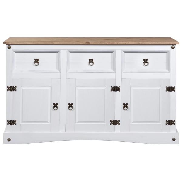 Sideboard Mexiko-Stil Kiefernholz Weiß 132x43x78 cm