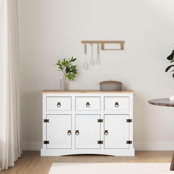 Sideboard Mexiko-Stil Kiefernholz Weiß 132x43x78 cm