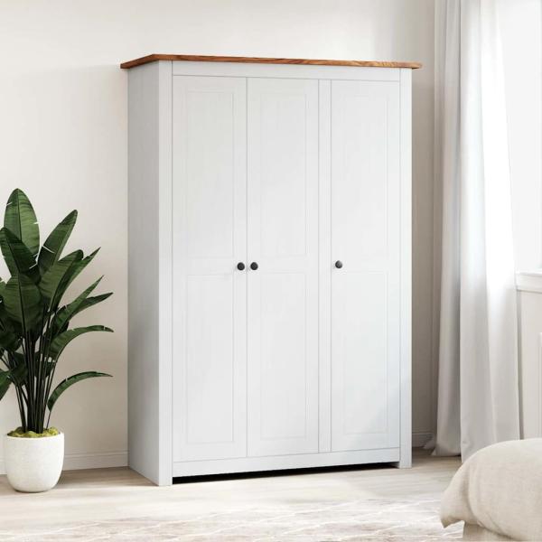Kleiderschrank 3-Türig Weiß 118×50×171,5 cm Kiefer Panama Serie