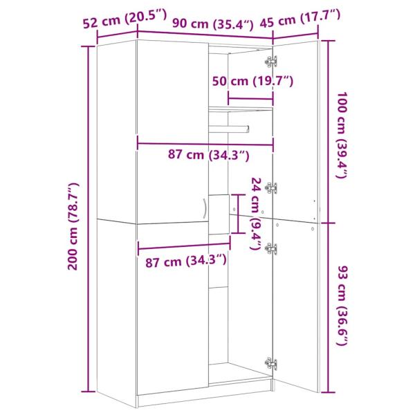 Kleiderschrank Weiß 80×50×171,5 cm Kiefer Massiv Panama Serie
