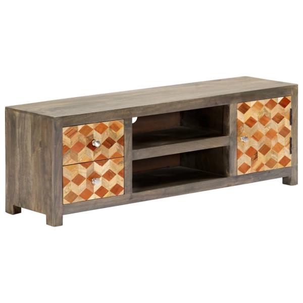 TV-Schrank Grau 120x30x40 cm Massivholz Mango