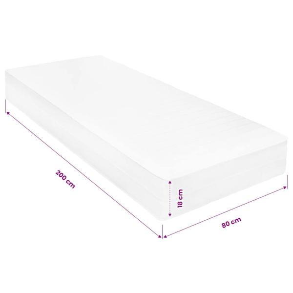 Matratze 80 x 200 cm Viskoelastischer Memory-Schaum 18 cm