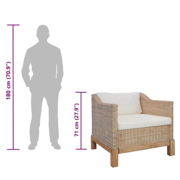Sessel mit Auflagen Natur Rattan