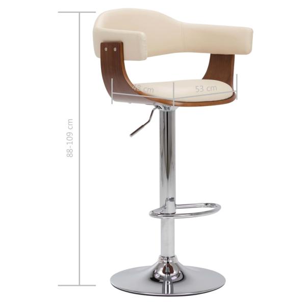 Barhocker 2 Stk. Creme Bugholz und Kunstleder 