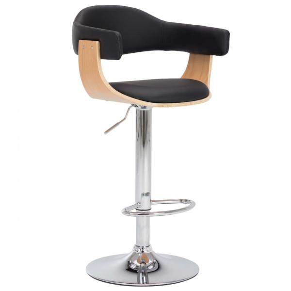 Barhocker 2 Stk. Schwarz Bugholz und Kunstleder 