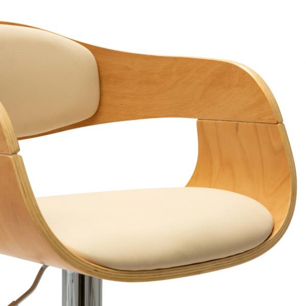 Barhocker Creme Bugholz und Kunstleder 