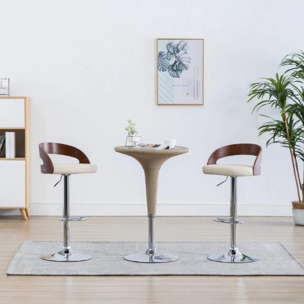 ARDEBO.de - Barhocker 2 Stk. Cremeweiß Kunstleder und Bugholz