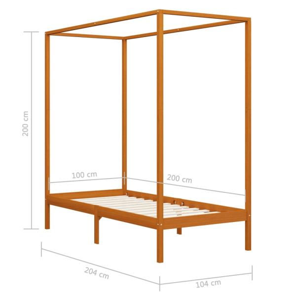 Himmelbett-Gestell Honigbraun Massivholz Kiefer 100 x 200 cm