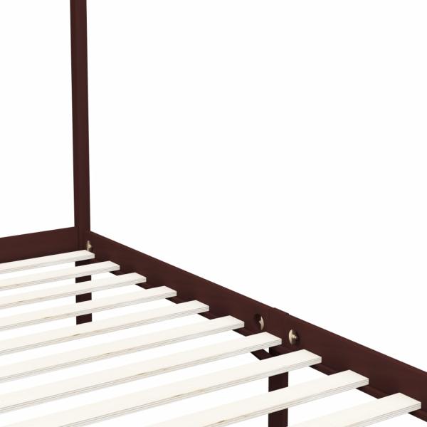 Himmelbett-Gestell Dunkelbraun Massivholz Kiefer 100 x 200 cm