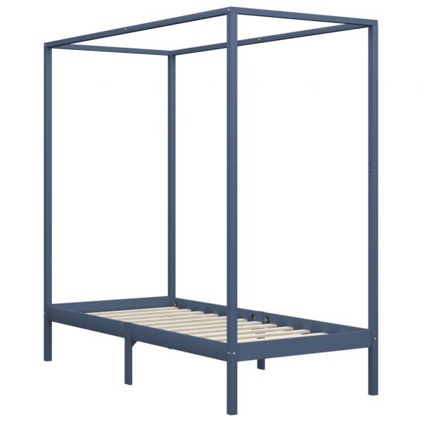 ARDEBO.de - Himmelbett-Gestell Grau Massivholz Kiefer 100 x 200 cm