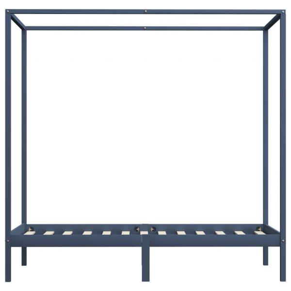 Himmelbett-Gestell Grau Massivholz Kiefer 100 x 200 cm