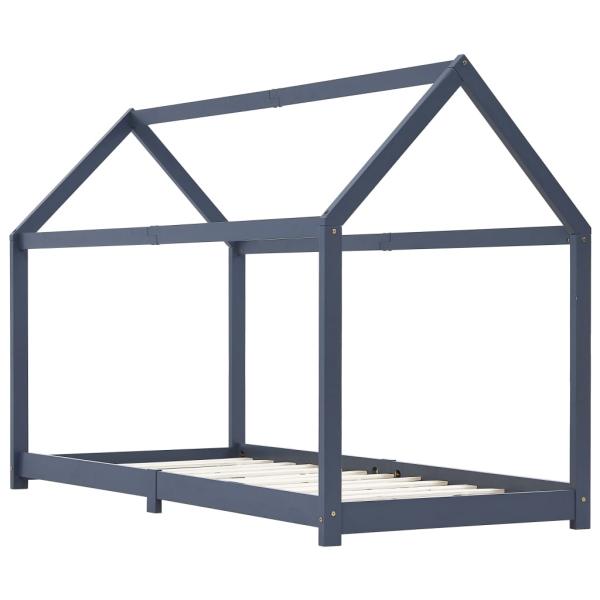 Kinder-Bettgestell Grau Massivholz Kiefer 80 x 160 cm