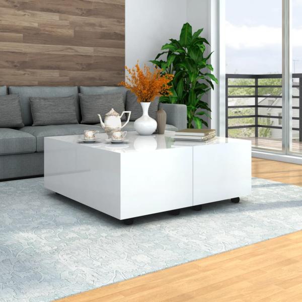 ARDEBO.de - Couchtisch Hochglanz-Weiß 100x100x35 cm