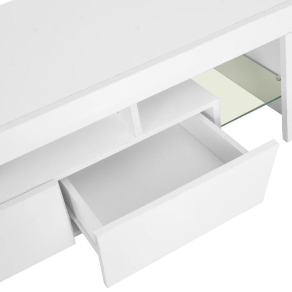 TV-Schrank mit LED-Leuchten Hochglanz-Weiß 130x35x45 cm