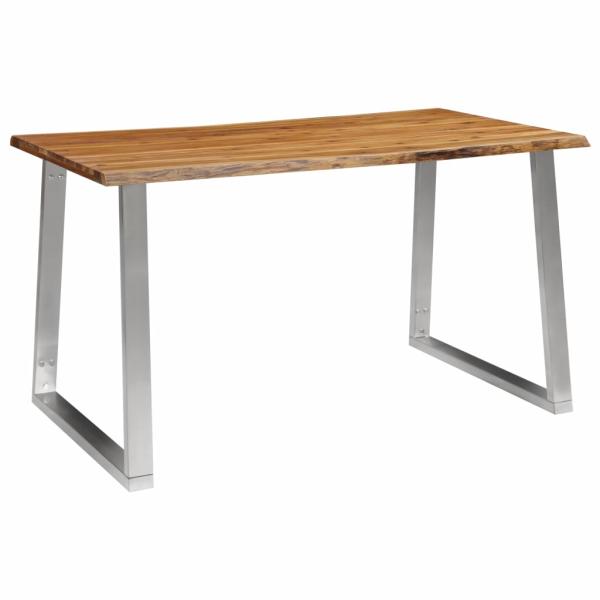 ARDEBO.de - Esstisch 140×80×75 cm Akazie Massivholz und Edelstahl