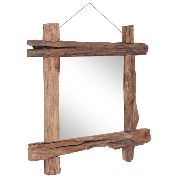 Holzspiegel Natur 70x70 cm Recyceltes Teakholz