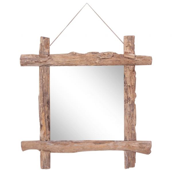 Holzspiegel Natur 70x70 cm Recyceltes Teakholz