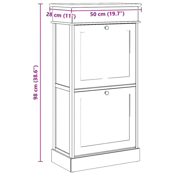 Schuhschrank Grau 50 x 28 x 98 cm Paulownia Holz