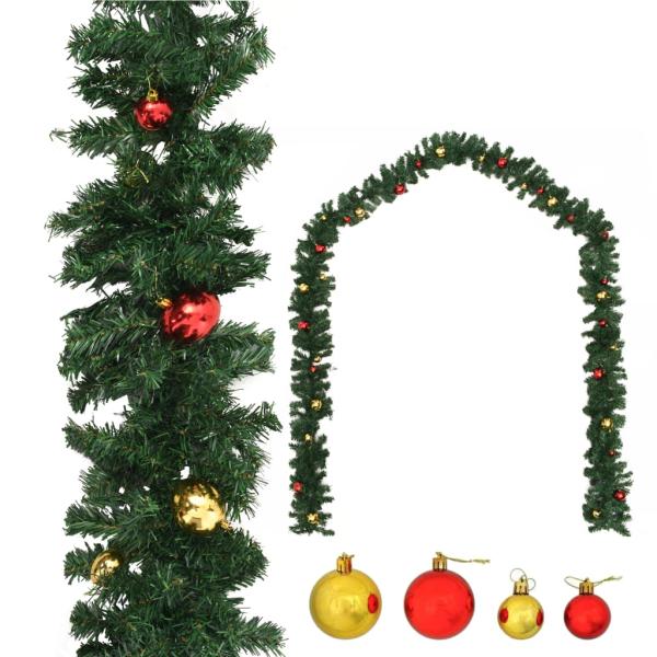 ARDEBO.de - Weihnachtsgirlande Geschmückt mit Kugeln 5 m