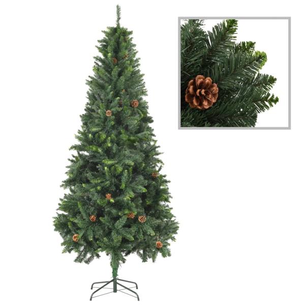 Künstlicher Weihnachtsbaum mit Kiefernzapfen Grün 210 cm