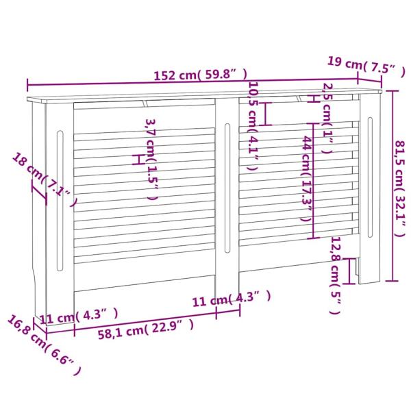 Heizkörperabdeckung Weiß 152×19×81,5 cm MDF