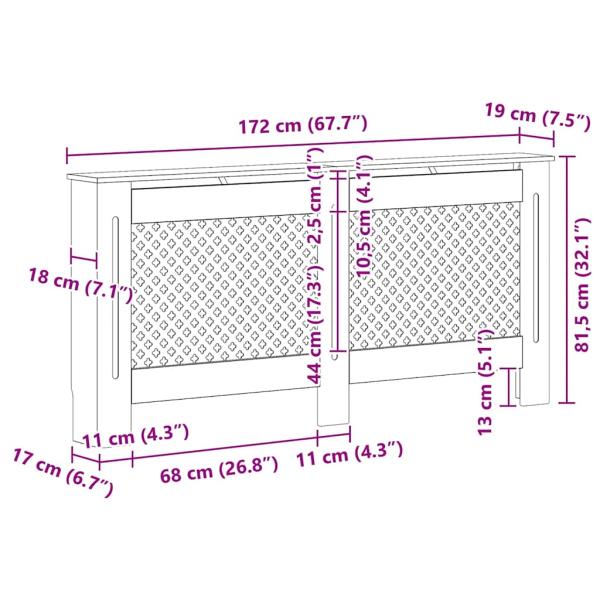 Heizkörperabdeckung Weiß 172×19×81,5 cm MDF