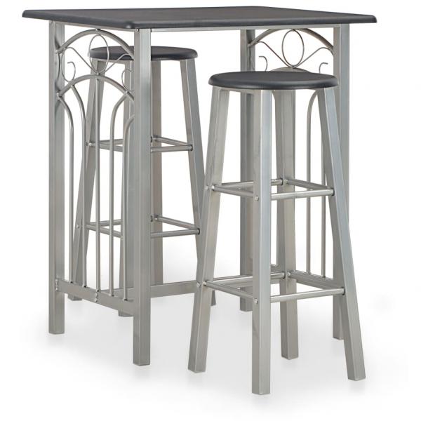 ARDEBO.de - 3-tlg. Bar-Set Holz und Stahl Schwarz