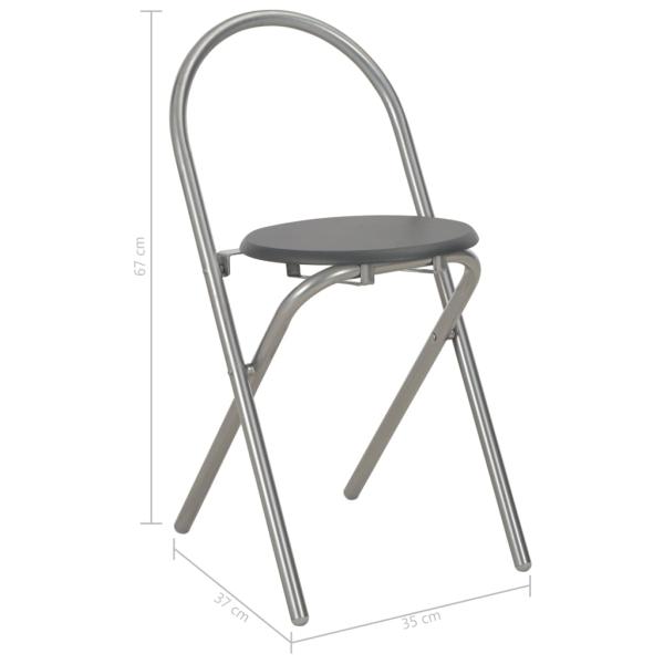 3-tlg. Klappbare Essgruppe mit Ablagefach MDF und Stahl Schwarz